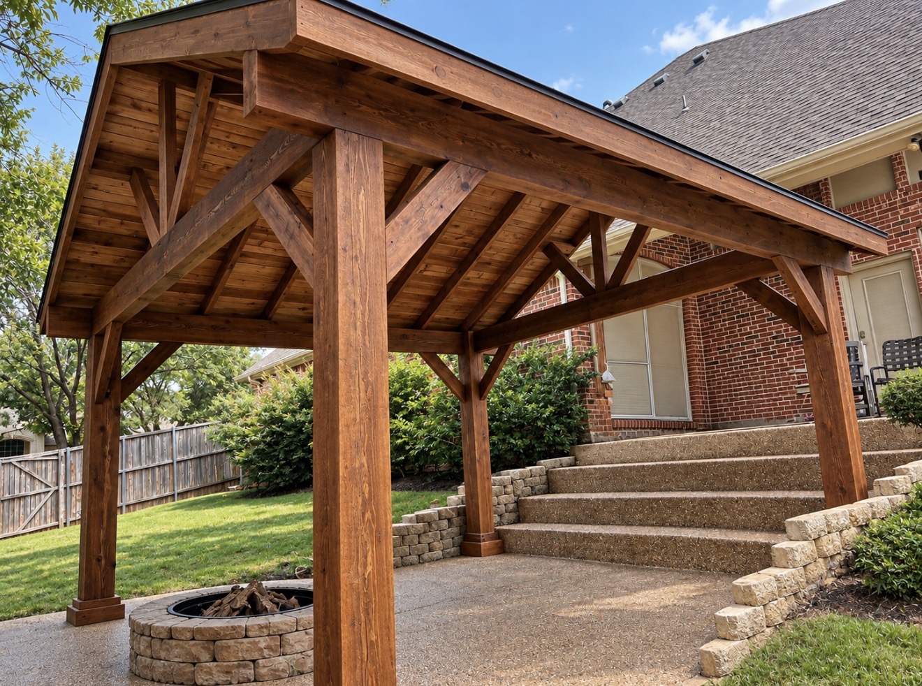 Cedar pavilion with fire pit